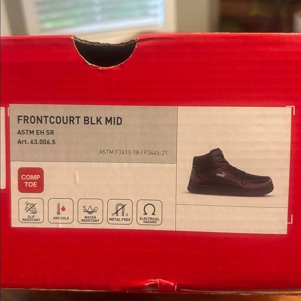 Puma Black Front Court Mid Safety Comp Toe Slip Resistant Size 10